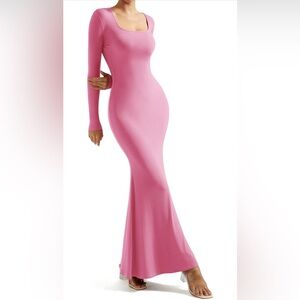Pink long sleeve maxi dress